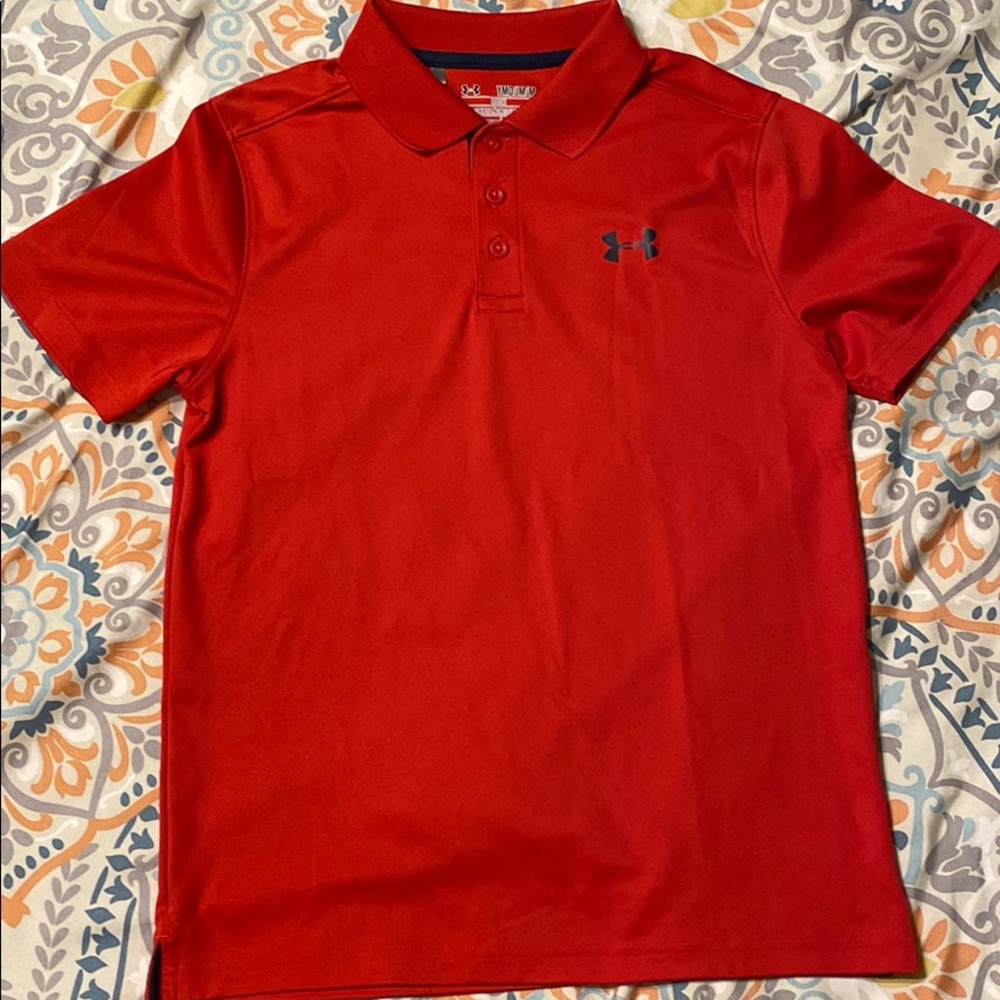 Short sleeve red collared youth shirt